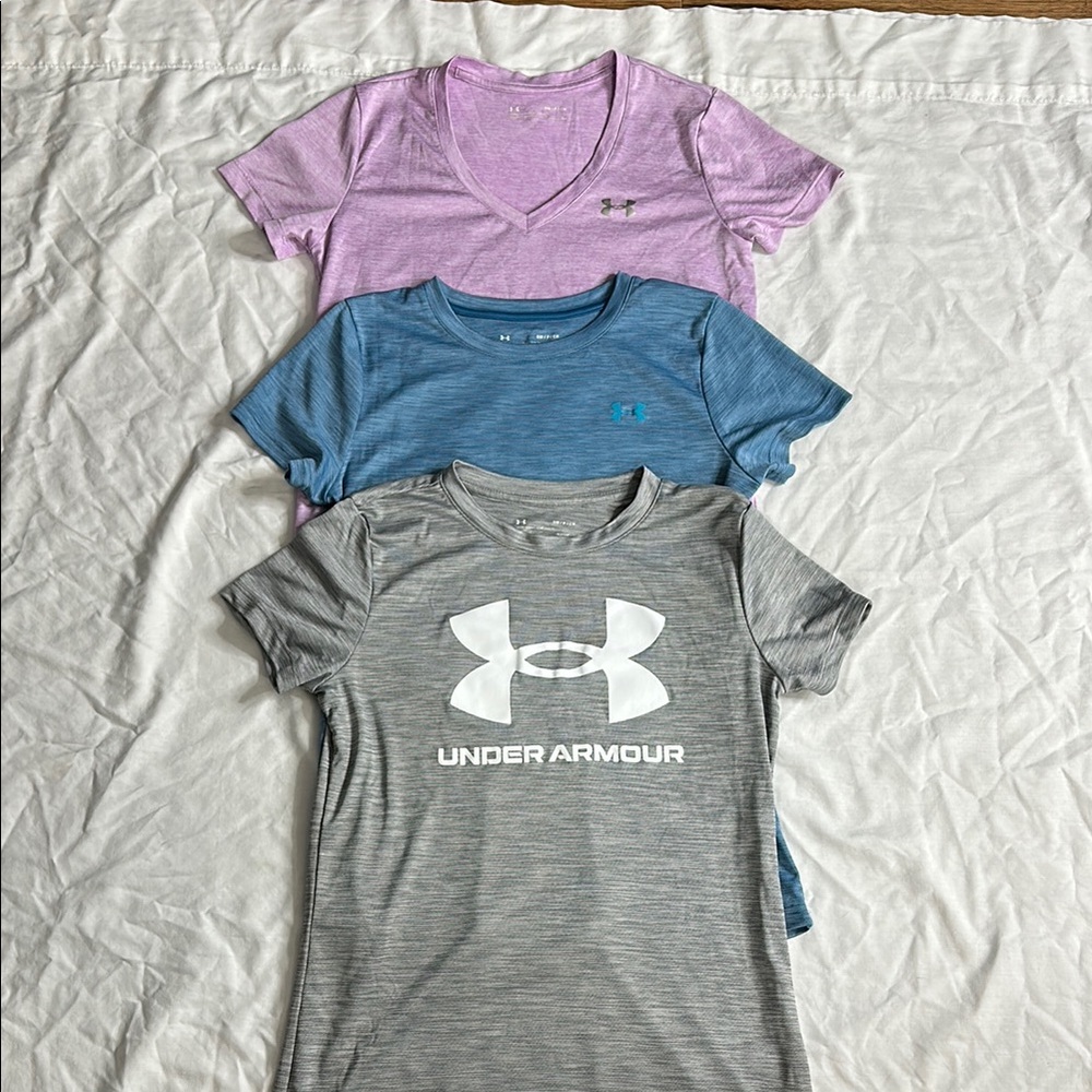 Under Armour Women's T-Shirt Bundle - Gray, Blue, and Purple